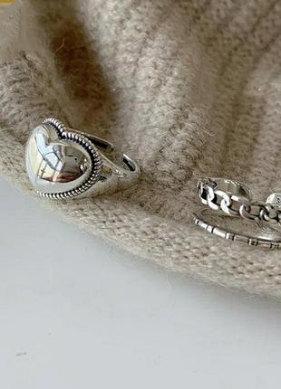 Кольцо сердце серебро 925 покрытие колечко сердечко посеребрянное6 фото