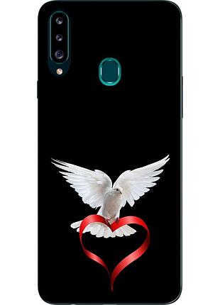 Силиконовый чехол бампер для samsung a20s galaxy a207f с картинкой голубь