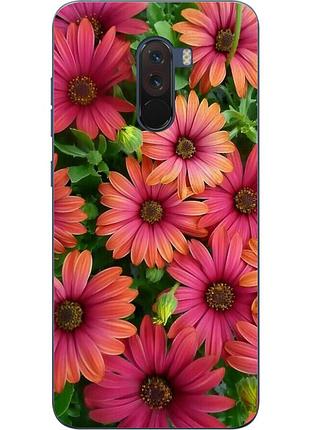 Чехол силиконовый для xiaomi pocophone f1 с картинкой герберы