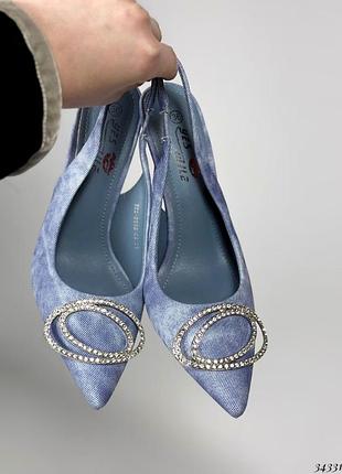 Розпродаж 🏷 святкові туфлі човники лодочки слінгбеки на шпильці з брошкою