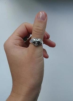 Кольцо сердце серебро 925 покрытие колечко сердечко посеребрянное7 фото