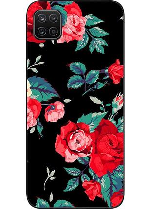Силиконовый чехол бампер для samsung a12 galaxy a125f с картинкой розы
