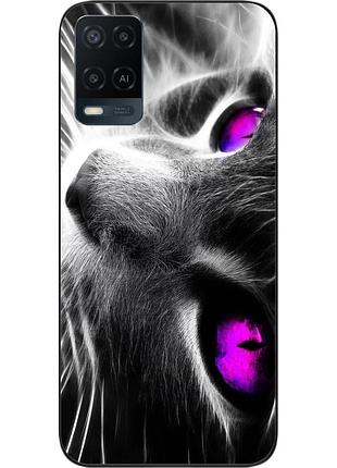 Силиконовый чехол для oppo a54 с картинкой красивый кот