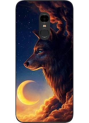 Бампер силіконовий чохол для xiaomi redmi note 4x з картинкою вовк і місяць