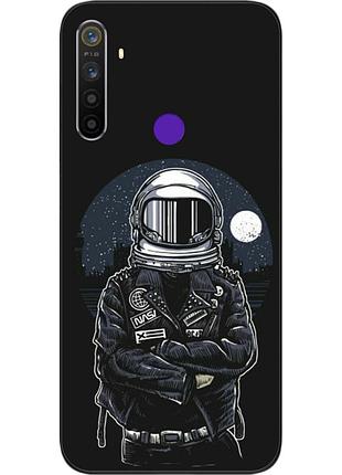 Силиконовый чехол бампер для realme 6i с картинкой космонавт и луна
