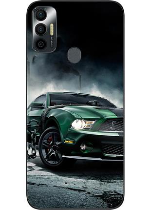 Силиконовый чехол для tecno spark 7 с картинкой мустанг