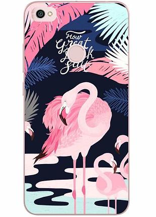 Силиконовый чехол с рисунком для xiaomi redmi note 5a prime розовый фламинго
