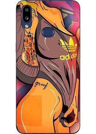 Бампер силіконовий чохол для samsung a10s galaxy a107f з картинкою дівчина у футболці adidas