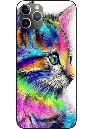 Силіконовий чохол бампер для iphone 11 pro з картинкою різнобарвний котик