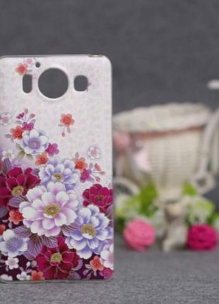 Оригинальный чехол бампер для microsoft lumia 950 с картинкой цветы