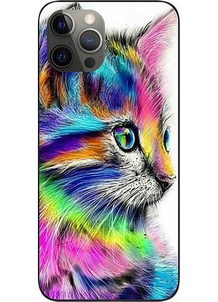 Силіконовий чохол бампер для iphone 12 pro з картинкою різнобарвний котик