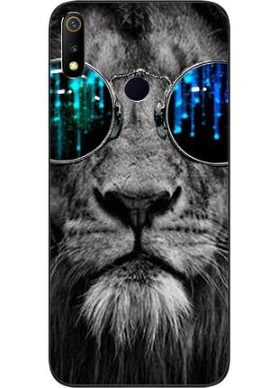 Силіконовий чохол для realme 3 з картинкою лев в окулярах