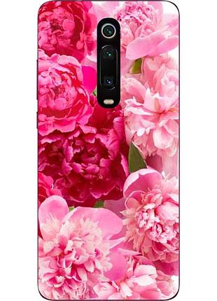 Силиконовый чехол бампер для xiaomi mi 9t / k20 / mi 9t pro / k20 pro с картинкой пионы