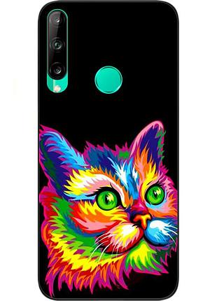 Силіконовий чохол з малюнком для huawei p40 lite e яскравий кіт