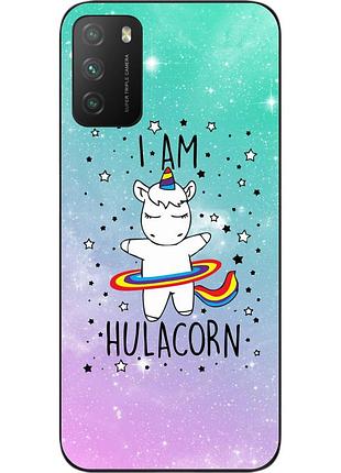 Силиконовый чехол для xiaomi poco m3 с картинкой единорог
