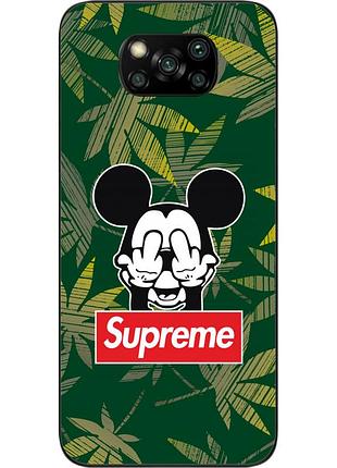 Силиконовый чехол для xiaomi poco x3 с картинкой микки supreme