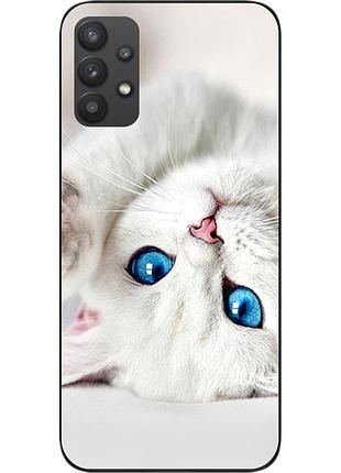 Оригинальный чехол для samsung a32 galaxy a325f с картинкой белый кот
