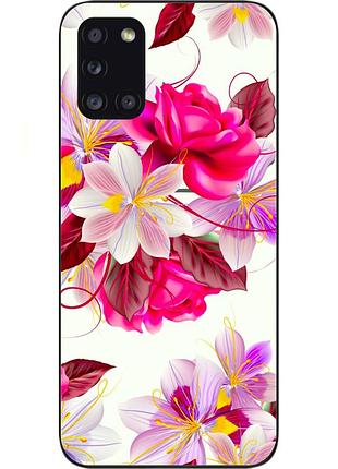 Силиконовый чехол для samsung a31 galaxy a315f с картинкой яркие цветы