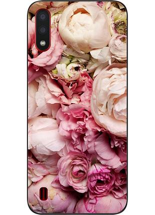 Чохол силіконовий для samsung a01 galaxy a015f з картинкою півонії