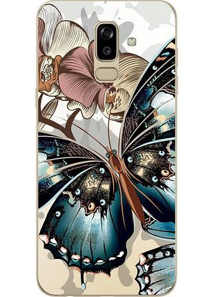 Силиконовый чехол с рисунком для samsung j810f galaxy j8 2018 с картинкой бабочка