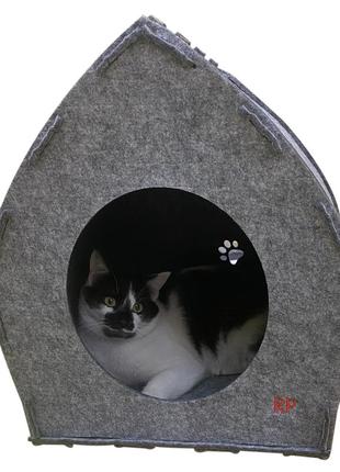 Домик для кошки или собаки pet house red point из войлока 43 х 43 х 47 см. опт, розница.1 фото