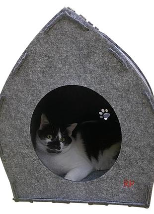 Будиночок для кішки або собаки pet house red point з повсті 43 х 43 х 47 див. опт, роздріб.