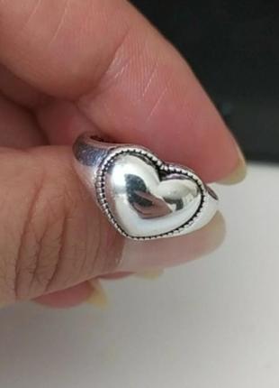 Кольцо сердце серебро 925 покрытие колечко сердечко посеребрянное9 фото