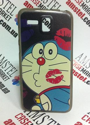 Силиконовый чехол бампер для lenovo a8 a808t с рисунком котик с поцелуем