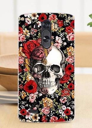 Эксклюзивный чехол для lg g3 optimus d855 d857 с рисунком череп в розах