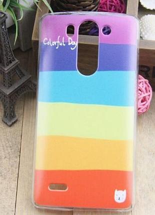 Силиконовый чехол бампер для lg g3s optimus g3mini d722 d725 с рисунком радуга