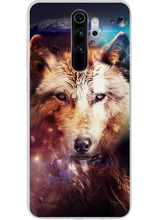Чохол силіконовий для xiaomi redmi note 8 pro з картинкою космічний вовк