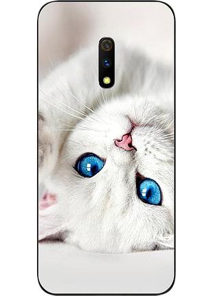 Оригінальний чохол для realme x з картинкою білий котик