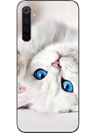 Оригинальный чехол для realme 6 pro с картинкой белый котик