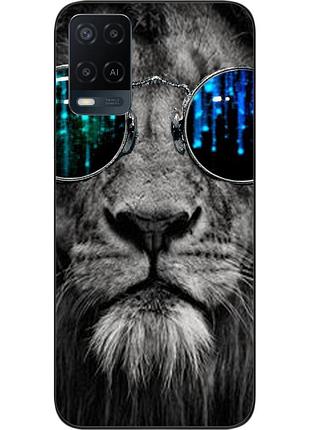 Силиконовый чехол для oppo a54 с картинкой лев в очках