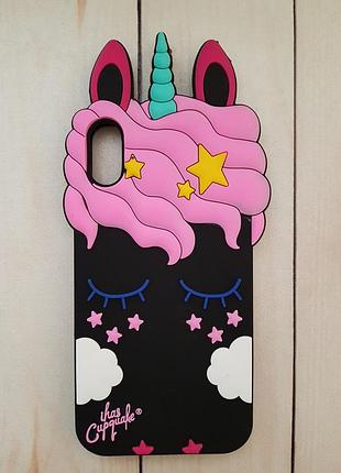 Объемный 3d силиконовый чехол my little pony для iphone x черный единорог
