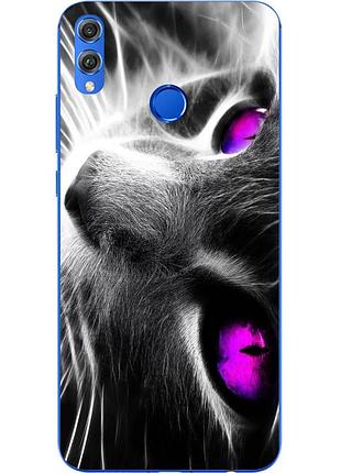 Силиконовый чехол с рисунком для huawei honor 8x красивый кот