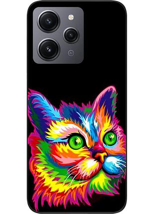 Силиконовый чехол для xiaomi redmi 12 с картинкой яркий кот
