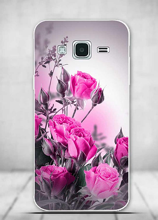 Чохол бампер силіконовий для samsung galaxy j2 j200 з принтом рожеві троянди