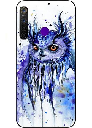 Силіконовий чохол для realme 5 pro з картинкою сова акварель