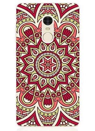 Бампер силиконовый чехол с картинкой красный узор для xiaomi redmi 5