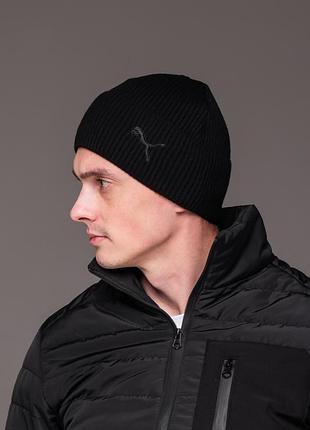 Шапка мужская puma черный лого 2