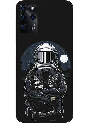 Силиконовый чехол бампер для zte blade v30 с картинкой космонавт и луна