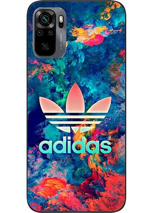 Силиконовый чехол для xiaomi redmi note 10 с картинкой adidas