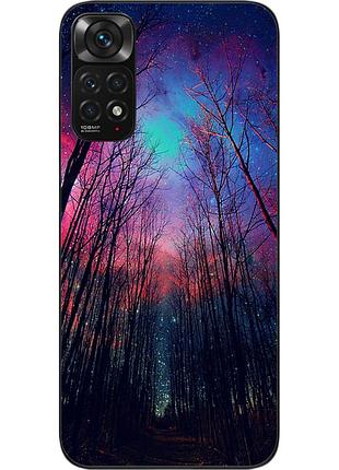 Чехол силиконовый для xiaomi redmi note 11 / note 11s с картинкой лес космическое небо