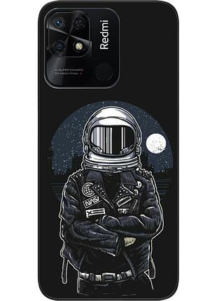 Силиконовый чехол бампер для xiaomi redmi 10c с картинкой космонавт и луна
