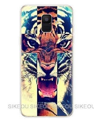Чехол накладка с картинкой для samsung a600f galaxy a6-2018 тигр в кресте