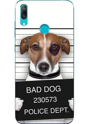Чехол бампер для huawei y7 2019 с принтом bad dog