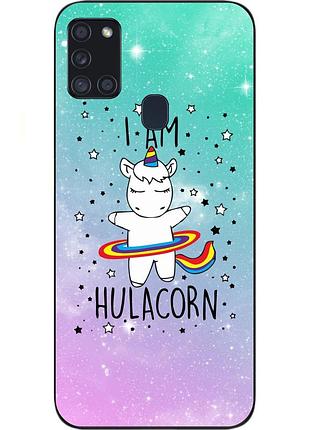 Бампер силиконовый чехол для samsung a21s galaxy a217f с картинкой единорог
