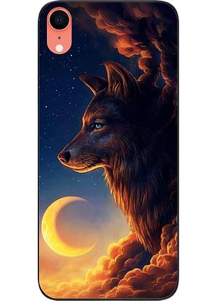 Бампер силіконовий чохол для iphone xr з картинкою вовк і місяць