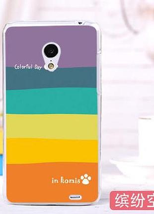 Силиконовый чехол бампер для meizu mx2 с картинкой радужный день